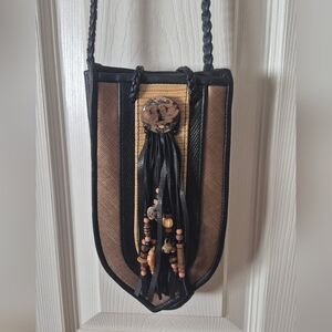 Randall Herald Handmade Leather Artisan Shoulder Bag With Beads And Tasse